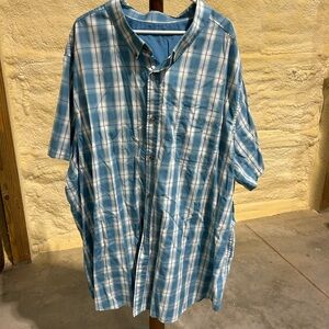 Men's Blue Plaid Button-Down Shirt